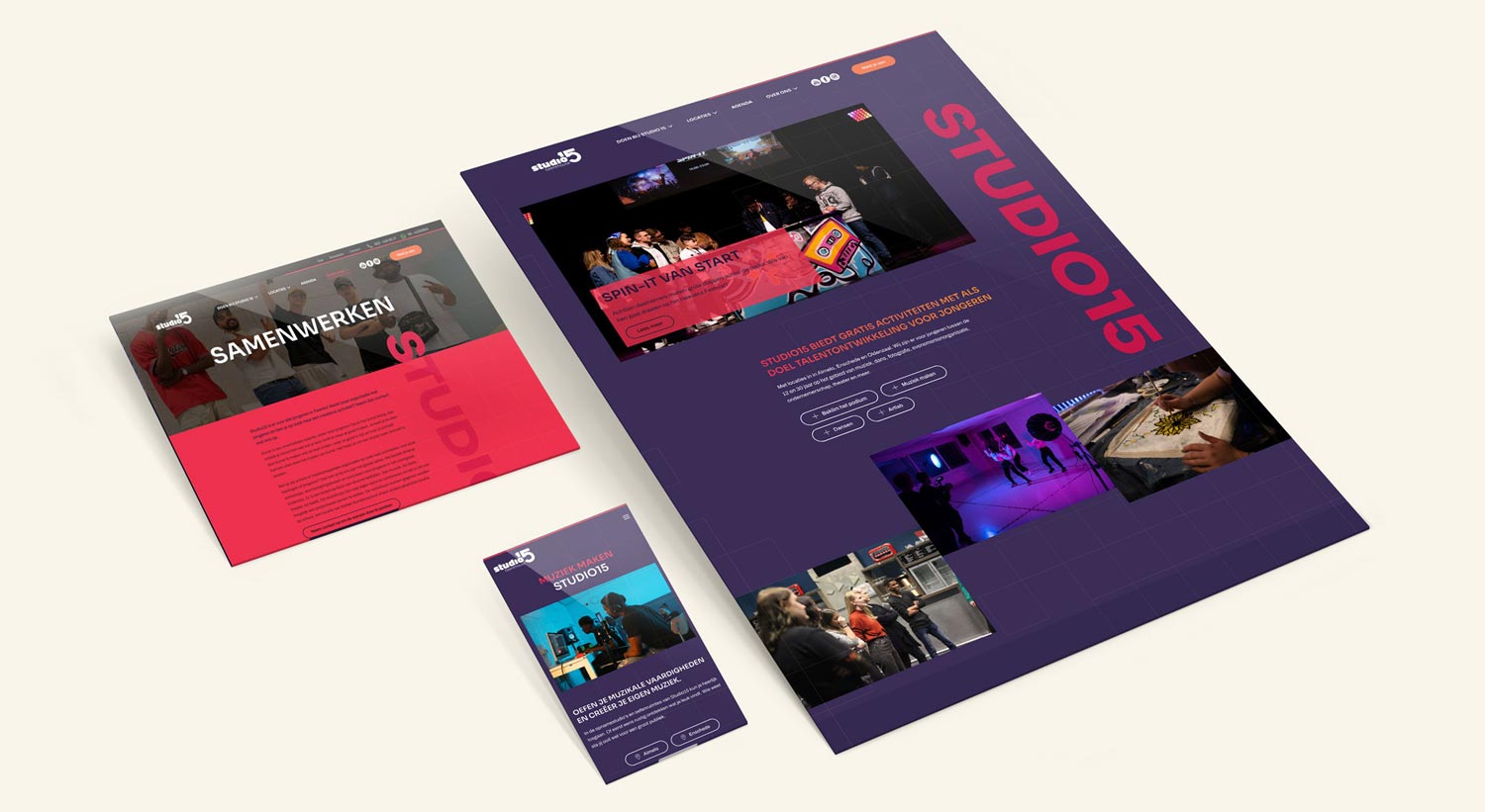 Mockup van de website van Studio15 Talenthouse