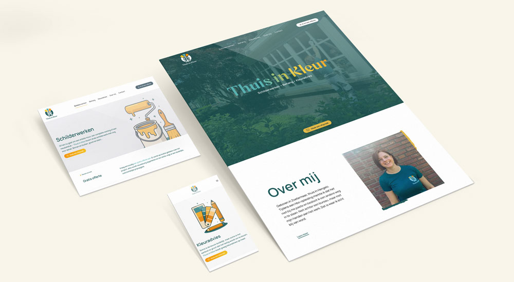 Mockup van de website van Thuis in Kleur
