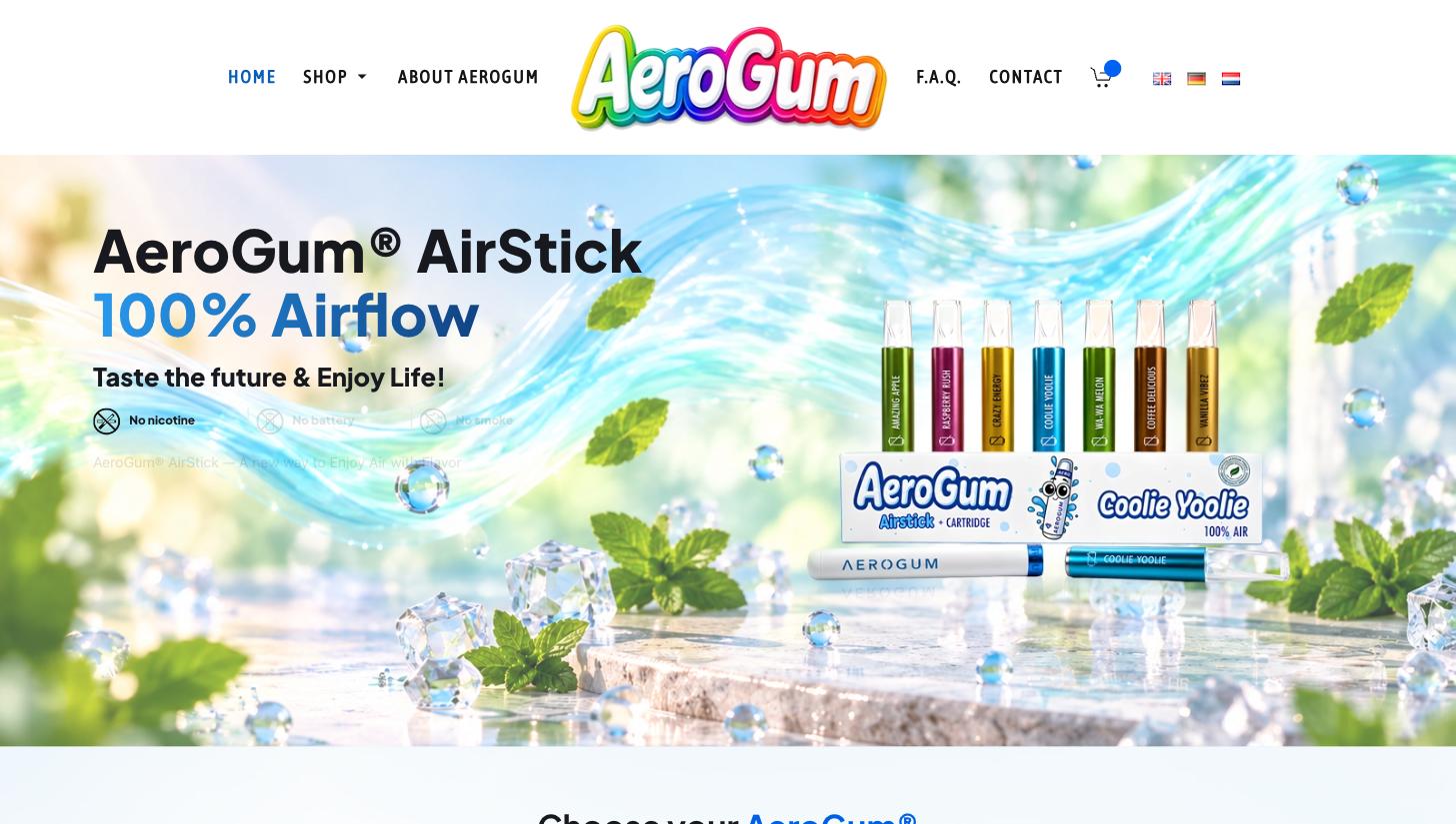 Homepage van aerogum.com